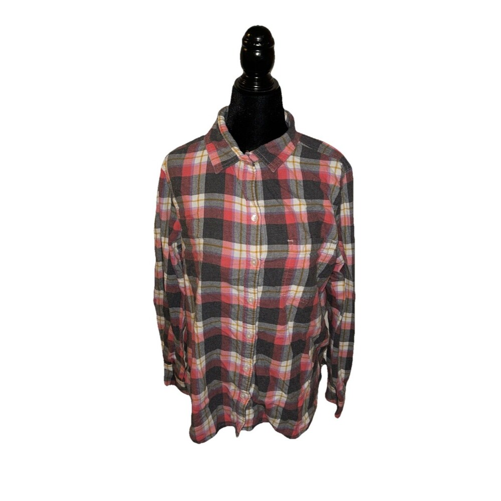 Old Navy Large Long Sleeve Plaid Multicolor Collared Shirt